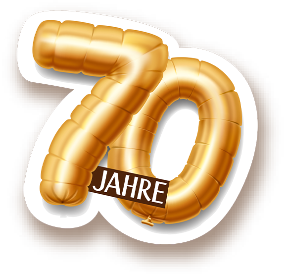 Ballon aus Buchstaben zeigt 70 Jahre.